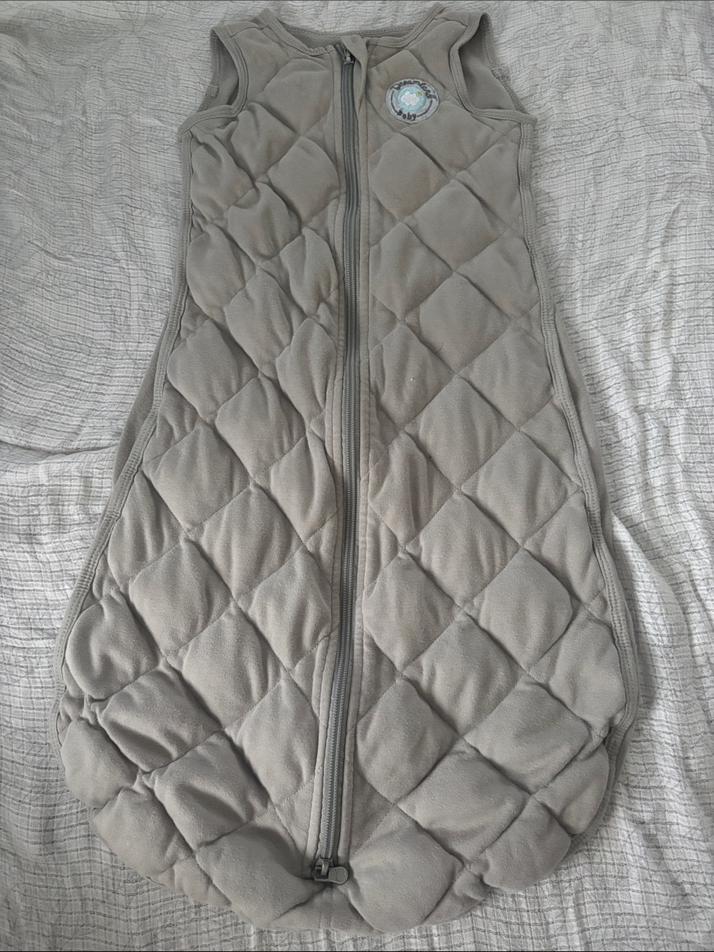 Quilted Baby Sleep Sack Vest in Light Gray